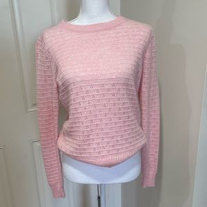 J. Crew Pointelle Crew Neck Sweater - women's pink sz S